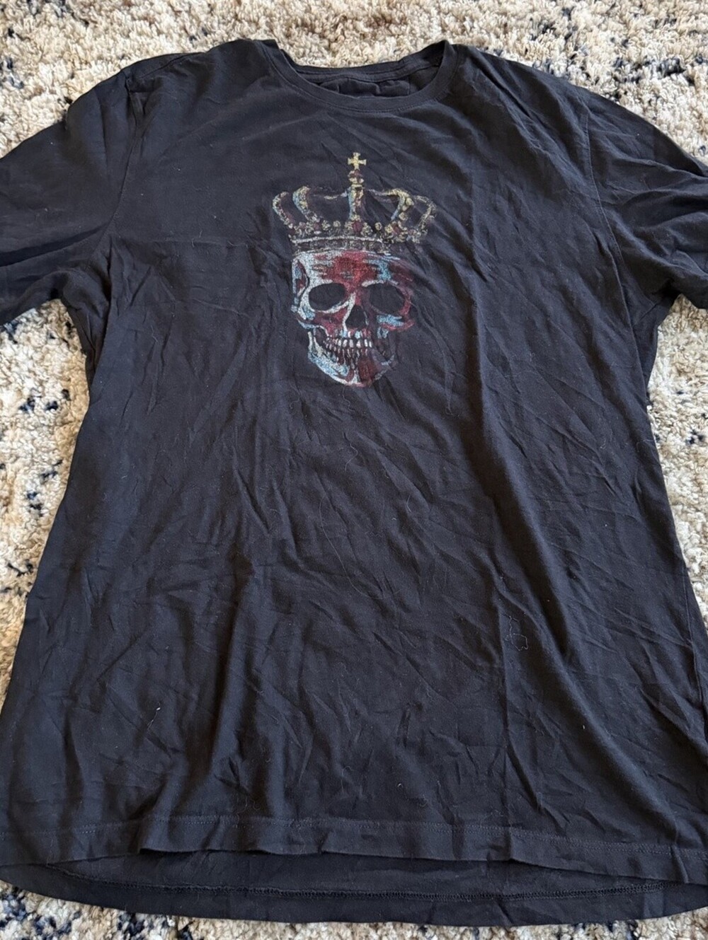 John Varvatos USA Black Skull Crown Graphic Tee Shirt M